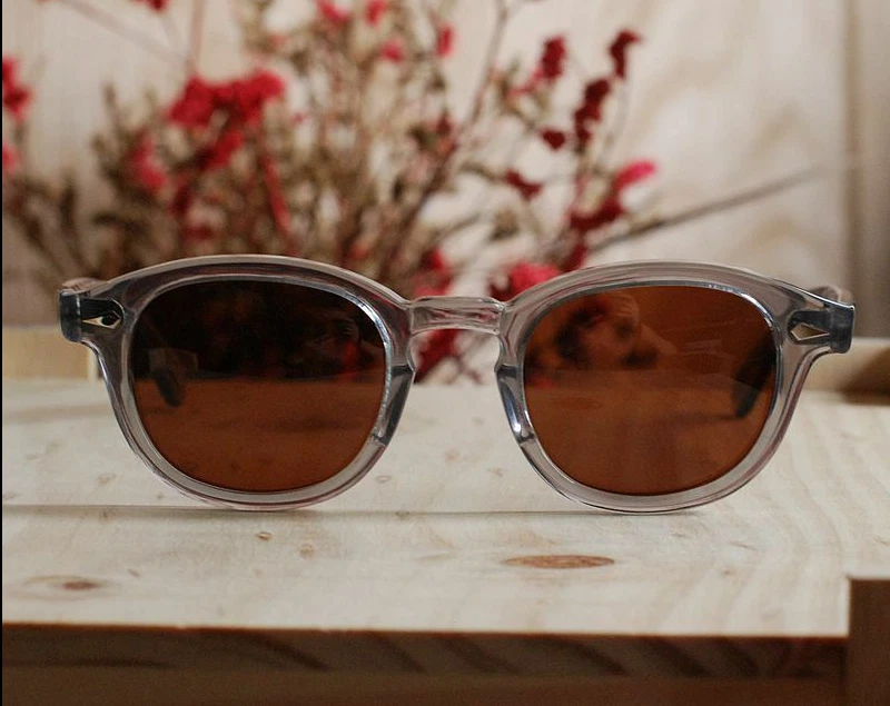Винтажные коричневые поляризованные солнцезащитные очки Джонни Депп серые ацетатные очки UV400 большой - Изображение 3 из 4