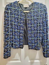 Vintage Laurence Kazar Stunning Beaded Silk Womens XL Evening Jacket