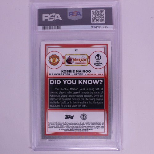 2022 Merlin Chrome UCC Vintage Merlin Kobbie Mainoo RC #97 PSA 10 Low Pop - Picture 2 of 2