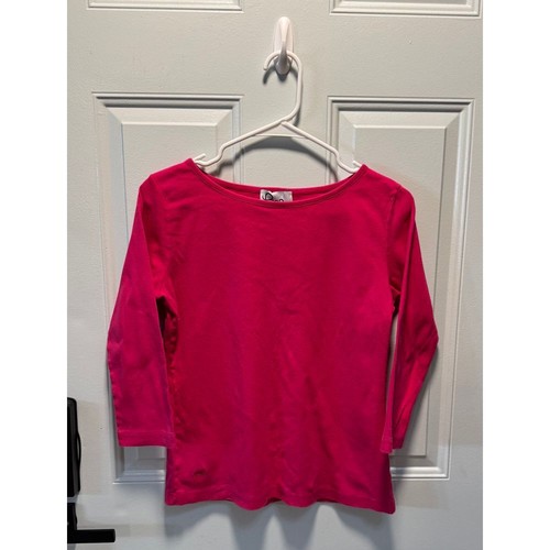 Women's Vintage Lilly Pulitzer Pink Cotton 3/4 Sleeve Shirt Size Medium