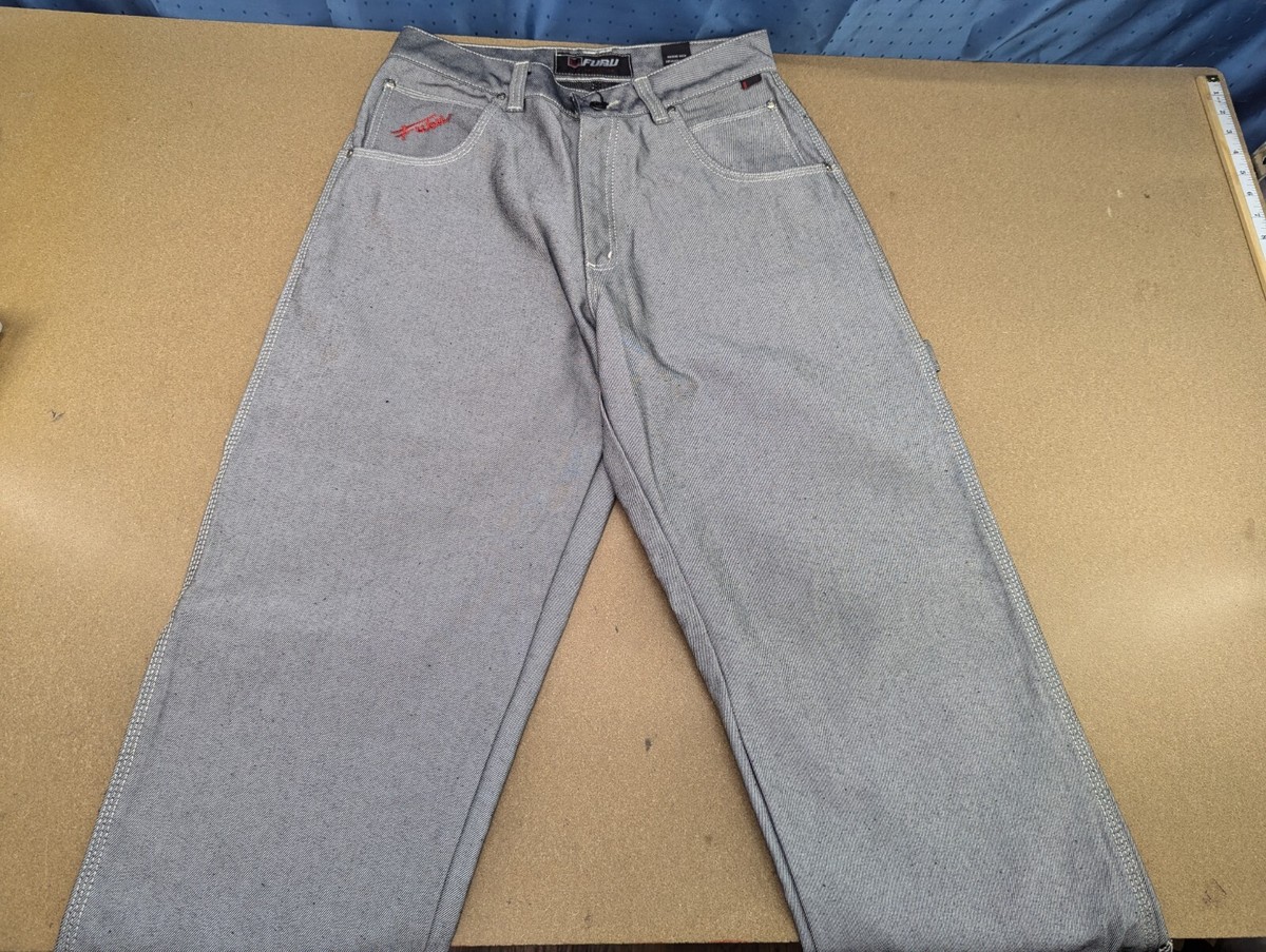 FUBU 90s Silver Metalic Gray Jeans Innovative Size 30 Glanz Baggy 