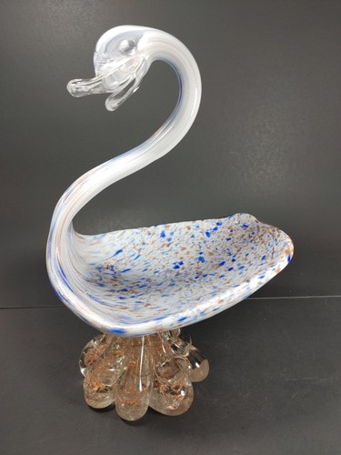 VTG AVEM MURANO GLASS biomorphic SWAN BIRD BOWL DISH LARGE COBALT - Picture 3 of 11