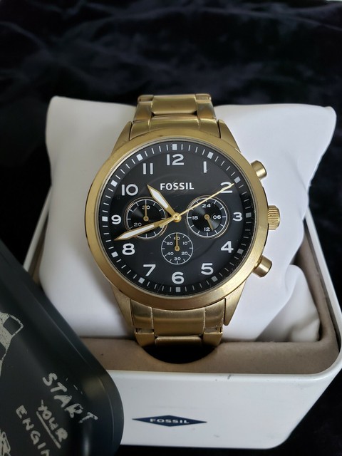 fossil gold chronograph watch Big sale 