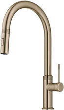 Brushed Gold Modern Industrial Pull-Down Kitchen Faucet - Oletto KPF-2654BG