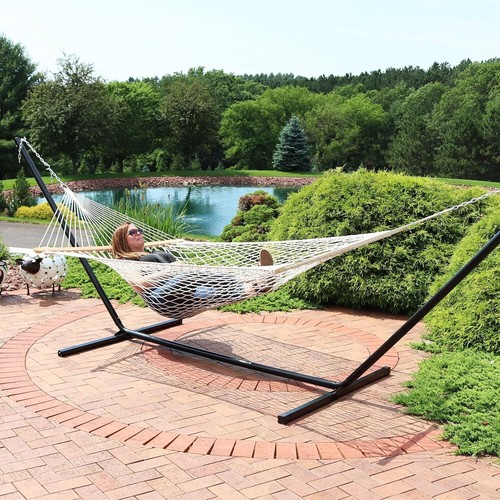 Stylish Double Hammock for Indoor or Outdoor Relaxation - 450 lb Capacity - Picture 10 of 11