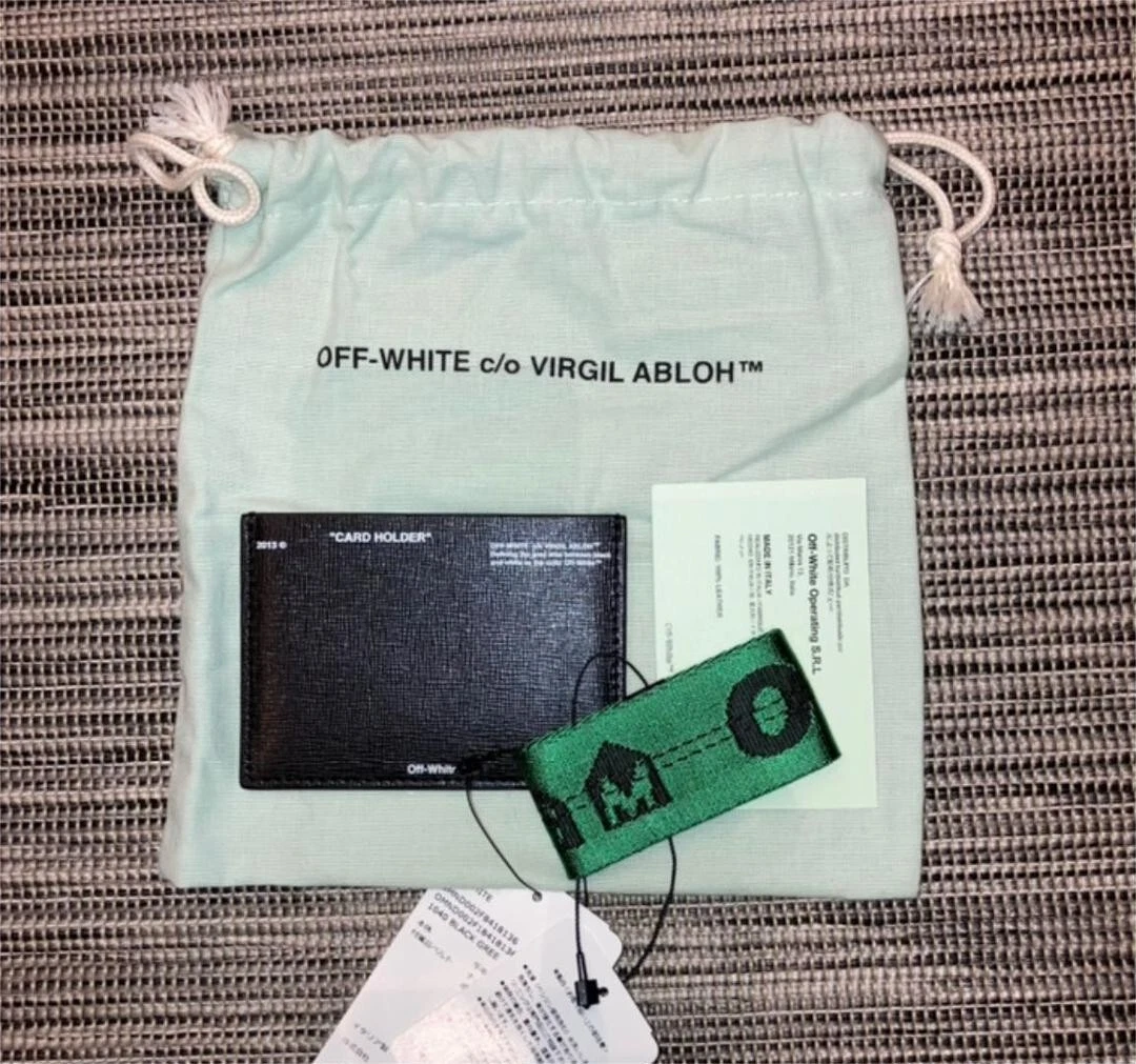 DSM x Off White Black Card Holder Case Wallet W Green Band Dust