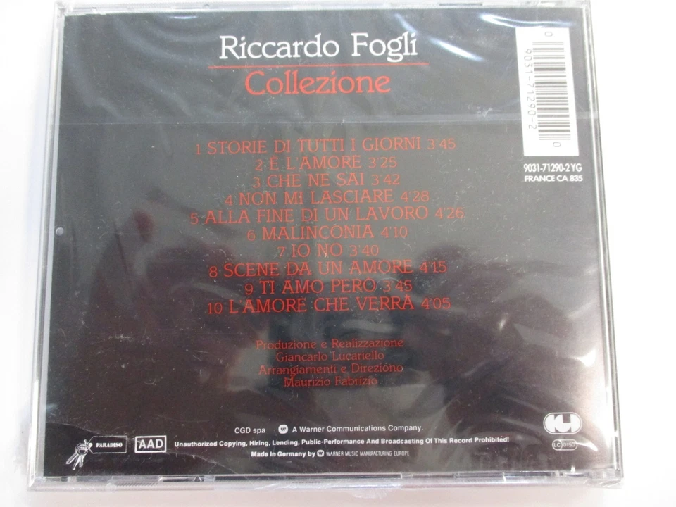RICCARDO FOGLI - COLLEZIONE - CD SIGILLATO - Immagine 2 di 2