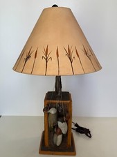 Vintage Duck Decoy Decorated Table Lamp w/Original Shade, 29" Tall, 8" x 8"