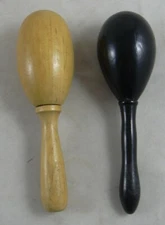 Wooden 6" Egg Darning Tools 2 Sock Darners Black Brown Vintage Wood LOT