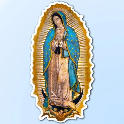 CALIBEAR PRINTS Our Lady Of Guadalupe Catholic Inspirational Vinyl Decal Laptop Sticker 4 x 2"