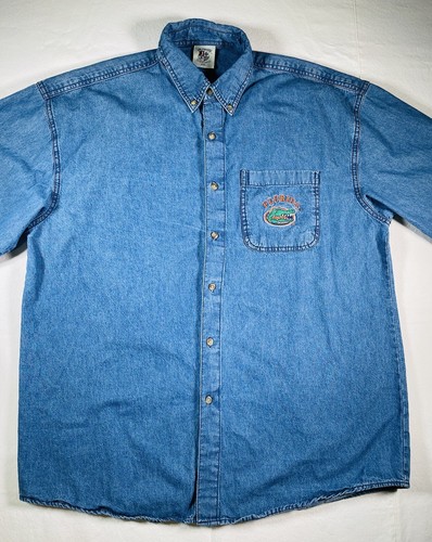 Vintage Florida Gator Shirt Herren XXL Joe College bestickt Logo blau Denim - Bild 2 von 9