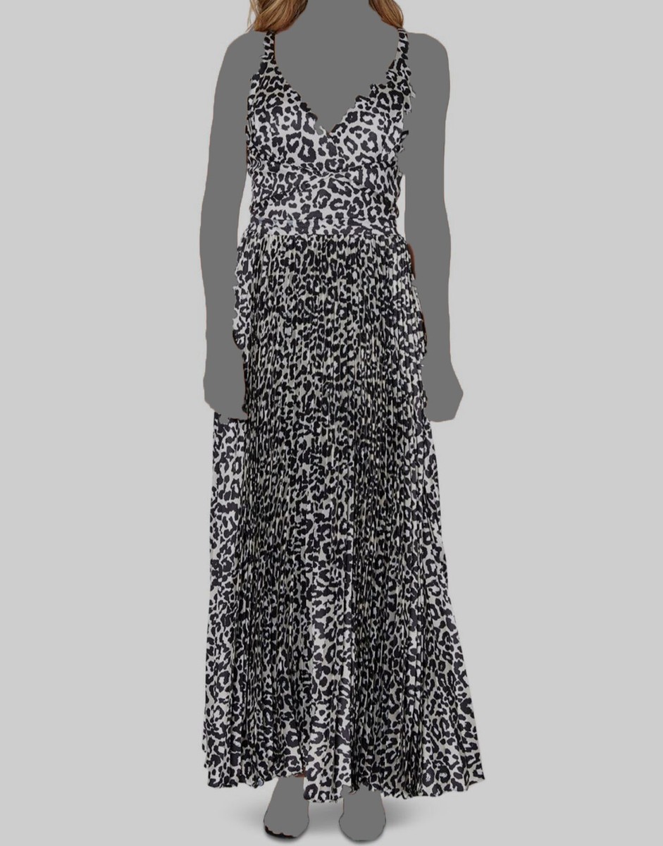 laundry by shelli segal pleated dress $198 Laundry by Shelli Segal Women White Animal-Print Pleated Gown Dress  Size 4