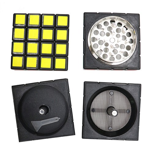2.3" 4 PC Cube Shape Aviation Tobacco Grinder Herb Spice Smoke Crusher US - Picture 5 of 5