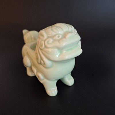Vintage Max Factor Khara' Candle Holder Foo Dog Lion Ceramic 4 x 6'' 1980s