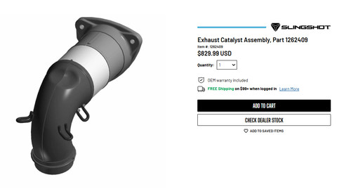 Polaris Slingshot 2015-2019 OEM Catalytic Converter Exhaust Assembly 1262409
