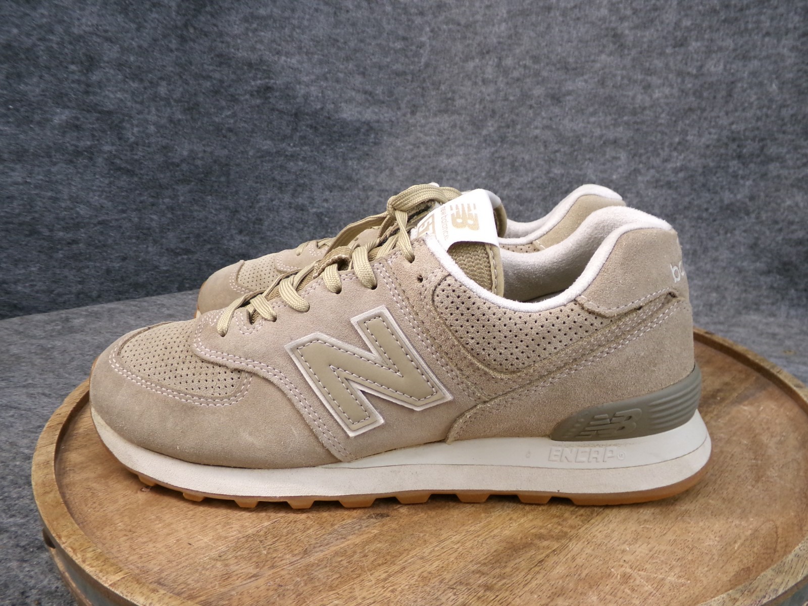 New Balance 574 Mens Size 9 D Beige Tan Suede Athletic Sneakers Shoes ML574ESF thumbnail 5