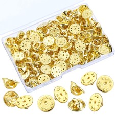 Brass Clutch Badge Insignia Clutches Pin Backs 10 mm, Gold, 50 Pieces