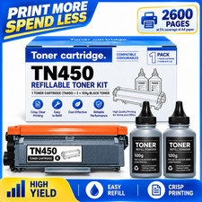TN450 TN-450 Toner Cartridge Refillable For HL-2270DW MFC-7470 IntelliFax 2840