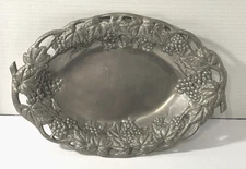 Arthur Court Cast Aluminum Oval Tuscan Grapevine Platter 1990 VTG Signed 13 x 9”