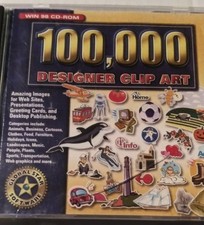 100,000 Designer Clip Art PC WIN 98 cd rom 2000 Disc, Case,
