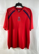 MLB Men's Los Angeles Angels Red V-Neck Short Sleeve Performance Jersey Size L