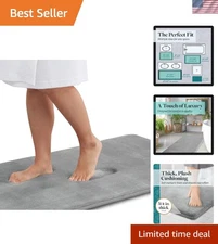 Quick Drying Plush Memory Foam Bath Mat - Versatile 22” x 36” Grey Carpet