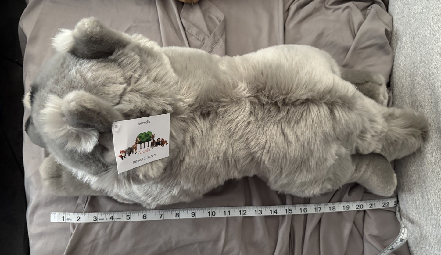 Auswella Gray Wolf Lying Plush BNWT 22”