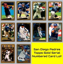 San Diego Padres Topps Gold Serial Numbered #/2009 Baseball Card Lot (10) NM