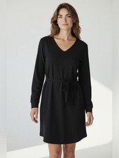 Merona Long Sleeve Tie Waist Dress Black Size XXL