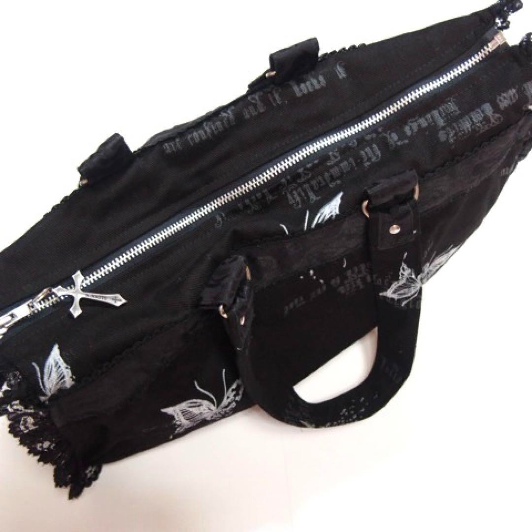 h.Naoto Blood Handbag with Cross Charm Brand Logo Print Gothic