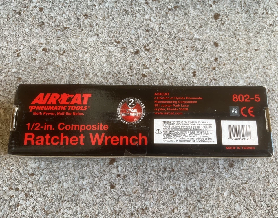 AirCat 802-5 1/2” Drive Air Ratchet Silencioso Potencia Baja DBA 74 ft-lbs ¡Nuevo en caja!  Foto 3 de 4