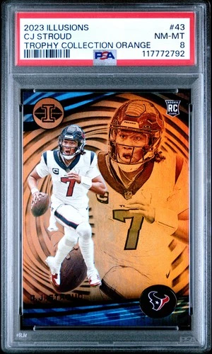 2023 PANINI ILLUSIONS TROPHY COLLECTION ORANGE #43 CJ STROUD ROOKIE RC PSA 8