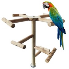 Bird Rotating Perch Toy Wooden Parrots Wheel Toy Climbing Standing Perch