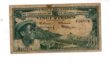BELGIAN CONGO BELGIAN BELGIUM RWANDA-URUNDI Billet 20 FRANCS 01/03/1957 P31