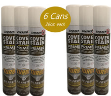 Zinsser Cover Stain Turbo Primer Spray, 26 oz, White, 6 cans