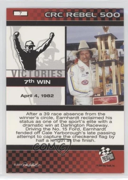 2004 Press Pass Dale Earnhardt: The Legacy Victories Dale Earnhardt #7 HOF - Image 2 of 2