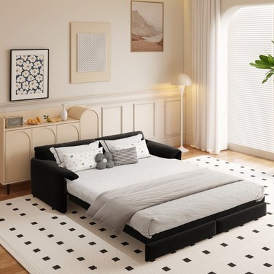 66'' Queen Pull Out Sofa Bed,3-in-1 Convertible Sleeper Sofa w/Side Storage,Mu