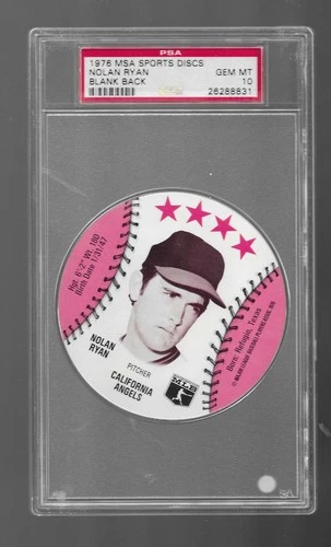 1976 MSA Sports Discs Nolan Ryan Blank Back California Angels PSA 10 GEM MT