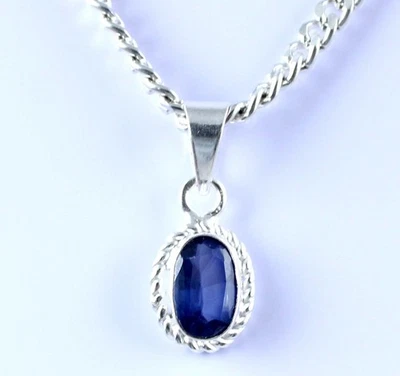 Natural Blue Sapphire 4,40 ct Oval Anhänger Charm 925 Silber AGI Zertifiziert - Bild 1 von 4