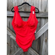 Time and Tru One Piece Swimsuit Shirring Slimming Waist Plus Size 2X 20W-22W