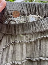 Free People Rare One Pintuck Tassel Maxi Pleated Skirt Crochet Detail Green Sz M