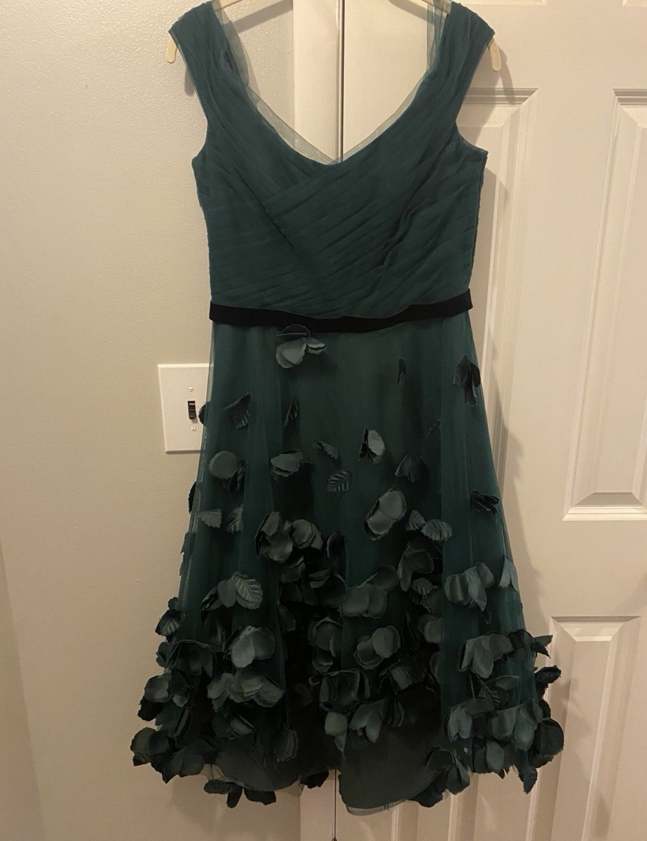 Marchesa Notte 3D floral embellished Green tulle Midi Dress Cocktail Formal  Sz 6 | eBay