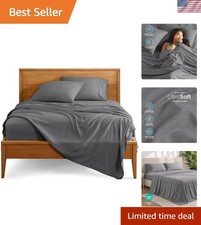 Luxurious 1800 Thread Count Queen Sheet Set - Ultra-Soft Microfiber, Grey
