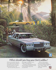 1976 Cadillac Coupe DeVille Vintage Print Ad GM Luxury Car Automobile Wall Art