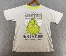 Dr. Seuss The Grinch Christmas Men's Medium Gray Short Sleeve T-Shirt SEE PICS