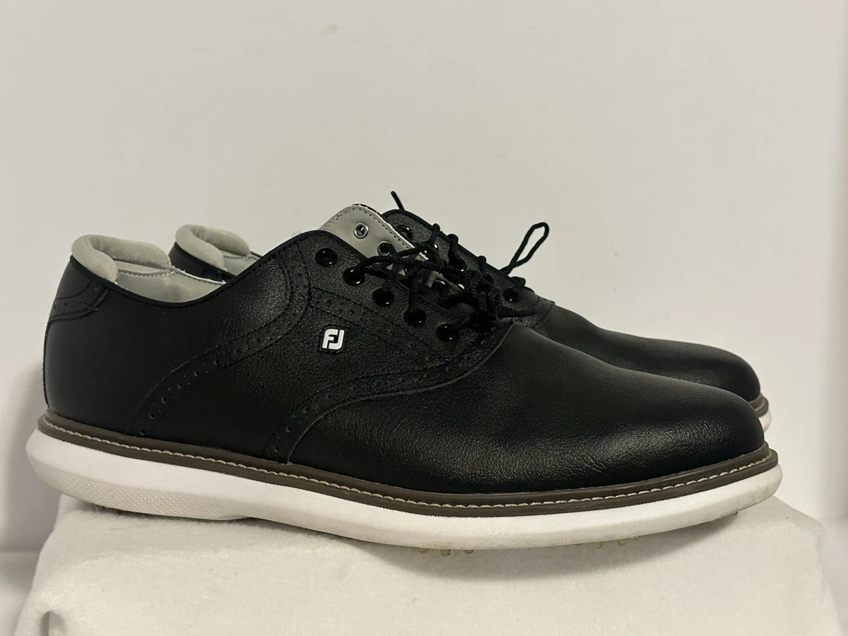 Footjoy Myjoys Traditions Golf Shoes Leather Saddle Custom All Black 13 W/47 EU FootJoy Golf Men main image 4