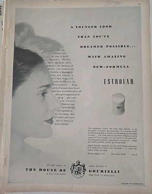 1947 House of Gourielli Estrolar Complex Skin Cosmetic  vintage ad