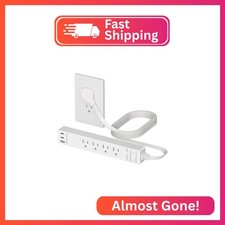 LIDER Outlet Extender with 4 Receptacles, USB-A 2 USB-C, 5ft Cord, 1250W