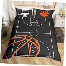 Basketball Court Print Duvet Cover Set Size, Ball Sports Games Queen Cyjs3028