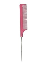 Vintage PINK Comb Rat Tail Teasing Hair Retro With Metal End Parting Comb